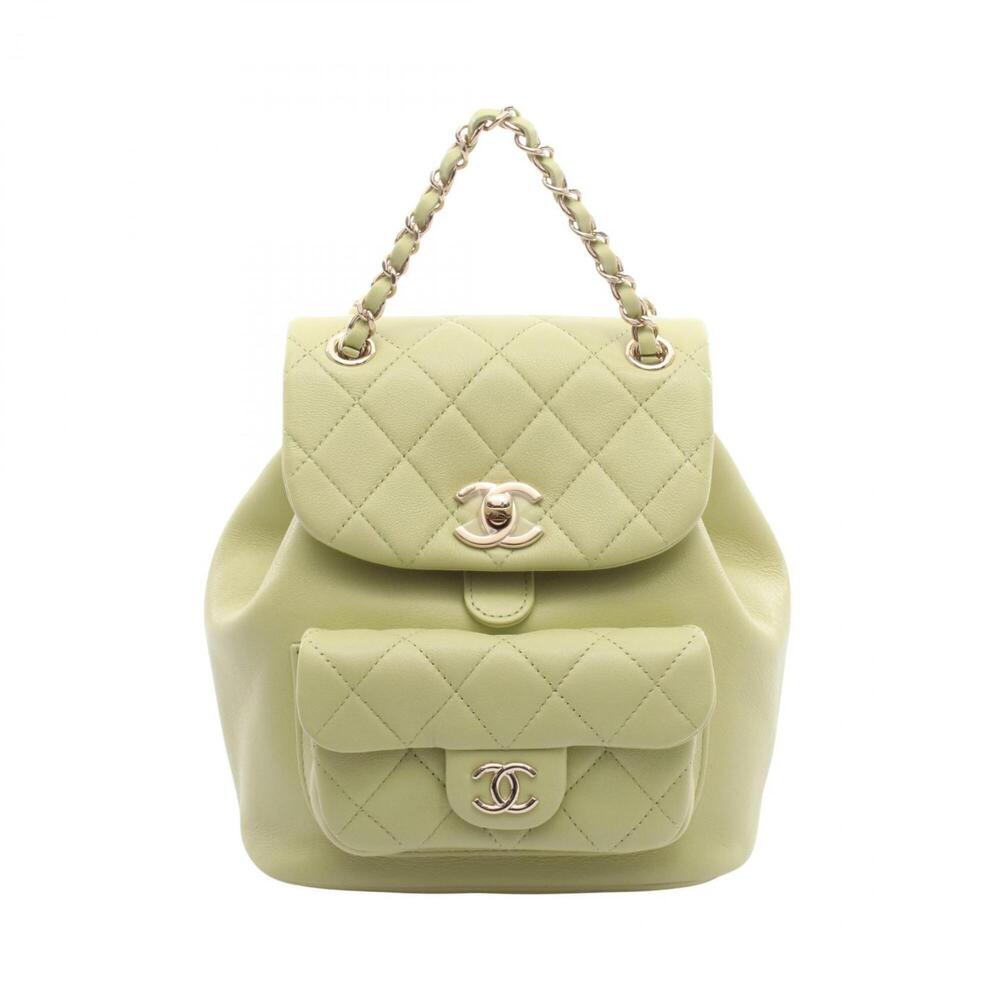 Chanel Matelassé Backpack/Handbag, Leather, Women's, Green, AS2908